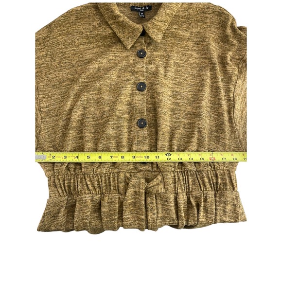 Sami & Jo Heathered Brown Tan Gold Drop Sleeve Elastic Waist Collar Dress Sz 2X - Picture 8 of 10